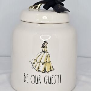 Rae Dunn Be Our Guest Jar with Gold Accent